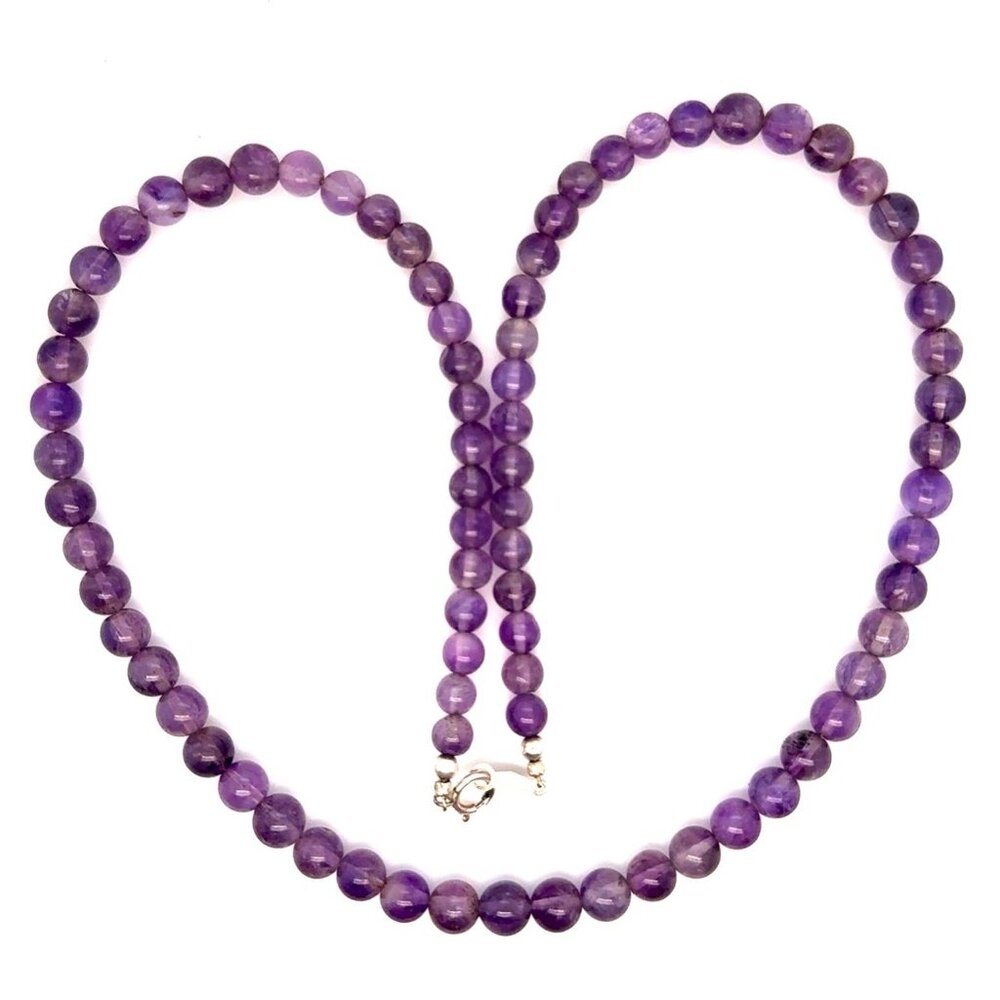 Silver 925 Clasps‎ Amethysts Beaded Necklace